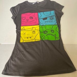 Charlotte Russe Gray Crazy Cats T-shirt